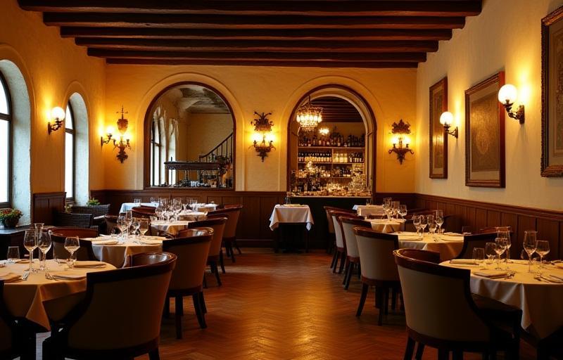Vista interna della sala da pranzo dell'Osteria del Sole